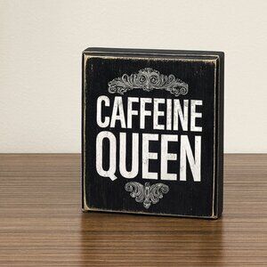 Funny Wooden Caffeine Queen Sign: Coffee Lover Gift or Decor